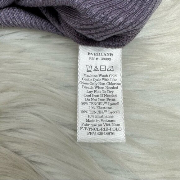 Everlane Women's‎ NWT Purple Quarter Zip Lyocell Micro-Ribbed Polo Blouse XS/C31 - Picture 8 of 11